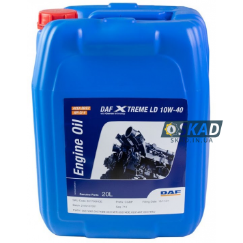 Моторное масло DAF XTREME LD 10W-40, 20 л. 9374