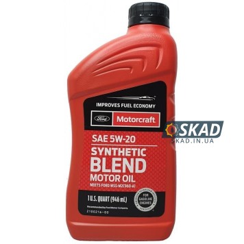 Моторное масло Motorcraft Ford Synthetic Blend Motor Oil 5W-20, 946 мл. XO5W20-Q1SP