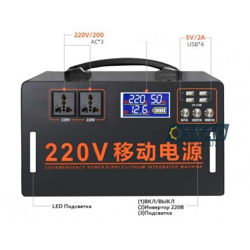 Зарядная станция 1000w портативная электростанция, повербанк с розеткой 220в 6598_1