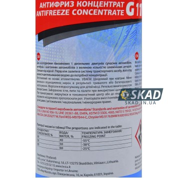 Антифриз ROADWIN G11 концентрат -80C (синий) 1кг C01211C-1