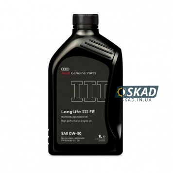 Моторное масло VAG LongLife III FE 0W-30, 1 л.(Audi Logo) GS55545D2
